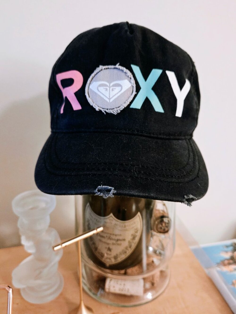 Roxy Women's Hat Black Letters Design Adjustable One Size